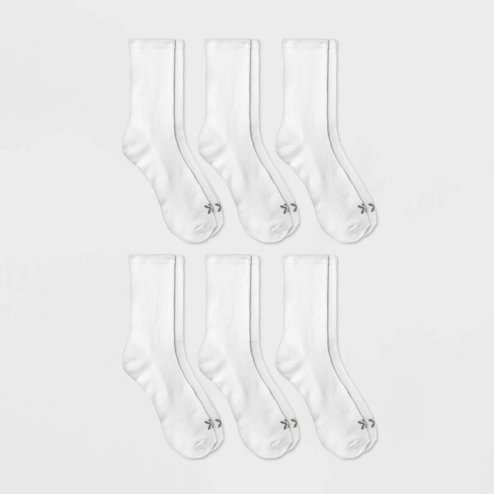 Men's Active Crew Socks 6pk - All in Motion™ White shoe size 13-15